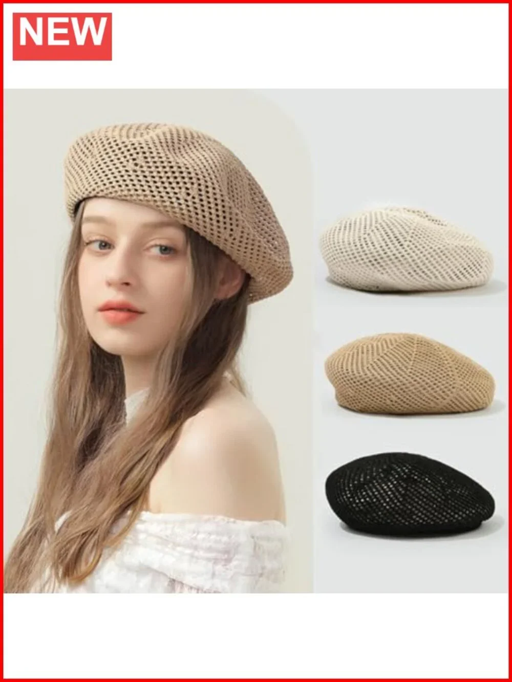 Women's Slouchy Knit Beret Hat Lightweight Breathable Summer Beach Travel